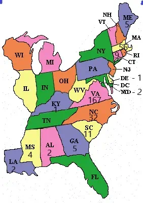 Eastern USA map